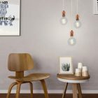 Suspended lamp with textile cable and engraved aluminum lamp holder - Made in Italy - Bulb included