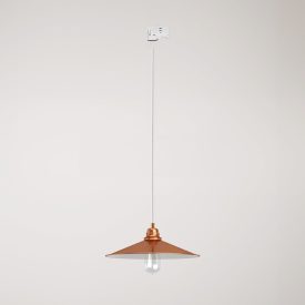 Swing pendant lamp with shade on rail