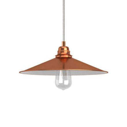 Suspended lamp with textile cable, Swing lampshade and metal details - Made in Italy - Bulb included