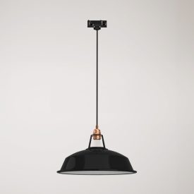 Ceramic pendant lamp for rail, with Harbour lampshade