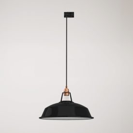 Ceramic pendant lamp for rail, with Harbour lampshade