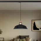 Ceramic pendant lamp for rail, with Harbour lampshade