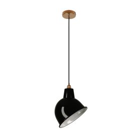  Suspended lamp with textile cable, Broadway lampshade and metal details - Made in Italy - Bulb included