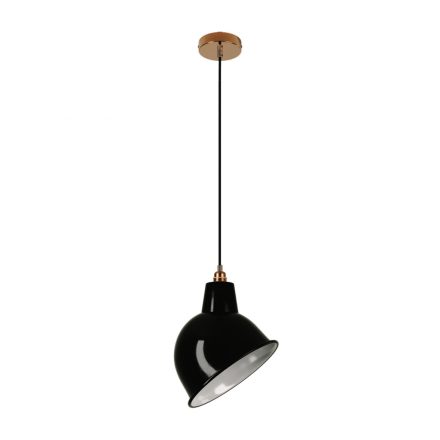 Suspended lamp with textile cable, Broadway lampshade and metal details - Made in Italy - Bulb included