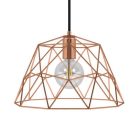 Suspended lamp with textile cable, dome lampshade and metal details - Made in Italy - Bulb included