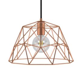   Suspended lamp with textile cable, dome lampshade and metal details - Made in Italy - Bulb included