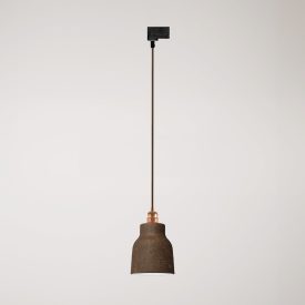 Suspended lamp with Vaso shade and rail adapter