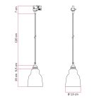 Suspended lamp with Vaso shade and rail adapter