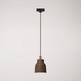Suspended lamp with Vaso shade and rail adapter