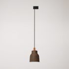 Suspended lamp with Vaso shade and rail adapter