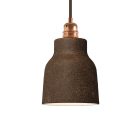 Suspended lamp with textile cable, ceramic lampshade and metal details - Made in Italy - Bulb included