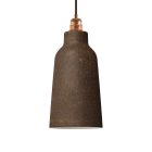 Suspended lamp with textile cable, glass ceramic lampshade and metal details - Made in Italy - Bulb included