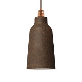   Suspended lamp with textile cable, glass ceramic lampshade and metal details - Made in Italy - Bulb included