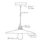 Suspended lamp with textile cable, ceramic lampshade and metal details - Made in Italy - Bulb included