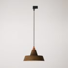 Ceramic pendant lamp for rail, with Industriale lampshade