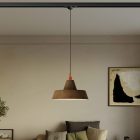 Ceramic pendant lamp for rail, with Industriale lampshade