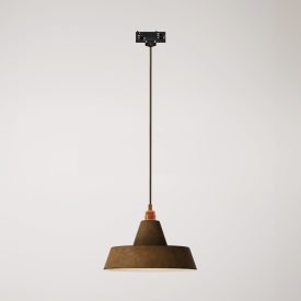 Ceramic pendant lamp for rail, with Industriale lampshade