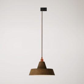 Ceramic pendant lamp for rail, with Industriale lampshade