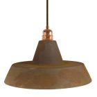 Suspended lamp with textile cable, industrial ceramic lampshade and metal coating - Made in Italy - Bulb included