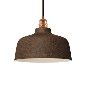   Suspended lamp with textile cable, Cup ceramic lampshade and metal details - Made in Italy - Bulb included