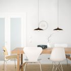 Suspended lamp with textile cable, ceramic lampshade and metal details - Made in Italy - Bulb included