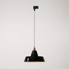 Ceramic pendant lamp for rail, with Industriale lampshade