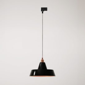 Ceramic pendant lamp for rail, with Industriale lampshade