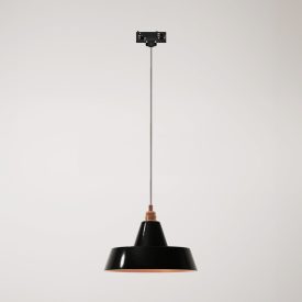 Ceramic pendant lamp for rail, with Industriale lampshade