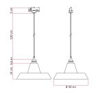 Ceramic pendant lamp for rail, with Industriale lampshade