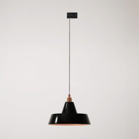Ceramic pendant lamp for rail, with Industriale lampshade