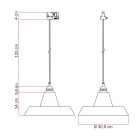 Ceramic pendant lamp for rail, with Industriale lampshade