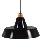 Suspended lamp with textile cable, industrial ceramic lampshade and metal coating - Made in Italy - Bulb included