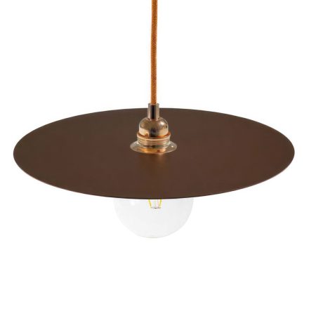 Suspended lamp with textile cable, oversized Ellepi lampshade and metal details - Made in Italy - Bulb included