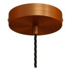 Suspended lamp with twisted textile cable and aluminum lamp holder - Made in Italy