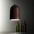 Suspended lamp with textile cable and Bell XL ceramic lampshade - Made in Italy - Bulb included