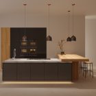 Suspended lamp with textile cable and ceramic Bell M lampshade - Made in Italy - Bulb included