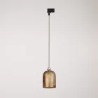 Rail-mounted lamp with ceramic mini Campana lampshade