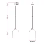 Rail-mounted lamp with ceramic mini Campana lampshade
