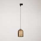 Rail-mounted lamp with ceramic mini Campana lampshade