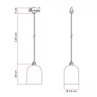 Rail-mounted lamp with ceramic mini Campana lampshade