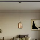 Rail-mounted lamp with ceramic mini Campana lampshade