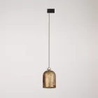 Rail-mounted lamp with ceramic mini Campana lampshade