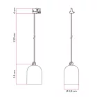 Rail-mounted lamp with ceramic mini Campana lampshade