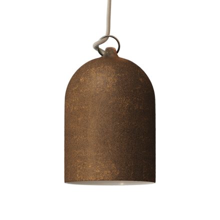  Hanging lamp with textile cable and lampshade Mini Bell XS ceramic shade - Made in Italy - Bulb accessory