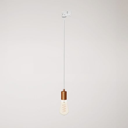Suspended lamp with satin metal rail cover