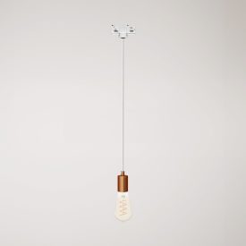 Suspended lamp with satin metal rail cover