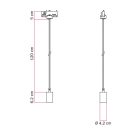 Suspended lamp with satin metal rail cover