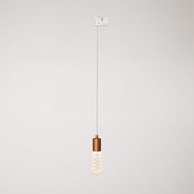 Suspended lamp with satin metal rail cover