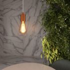 Suspended lamp with textile cable and satin metal details - Made in Italy - Bulb included
