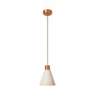 Suspended lamp with wooden conical lampshade